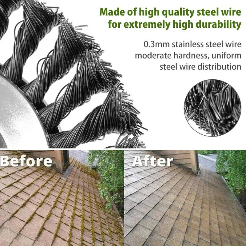 Universal Steel Wire Brush Trimmer Head - 6/8inch Garden Device for Grass & Lawn Maintenance