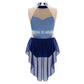 girls' Stretchy leotard - rhinestone mesh yoke, sleeveless, polyester, nylon, elastane, for lyrical dance performance
