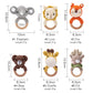 Crochet Wooden Animal Teether Rattle Newborn Sensory Toys