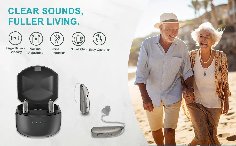 Hearing Aid Battery-Powered Digital BTE With Flexible Volume Travel-Friendly Senior Sound Amplifier