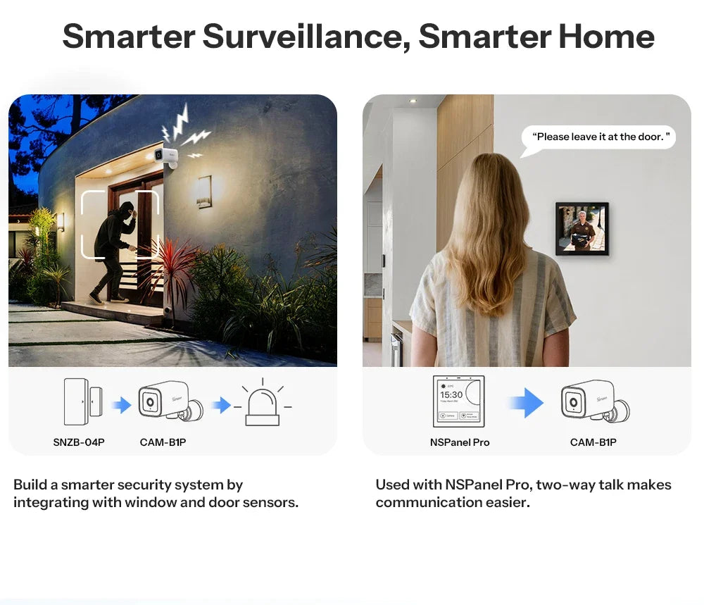 Outdoor Security Camera 2K HD AI Human Detection IP65 Weatherproof 180 Degree Pan Fall 2026 Works With Alexa Google Household