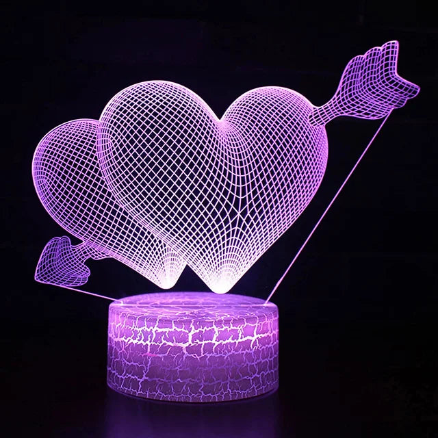 Illusion 3D Heart Lamp - USB LED Night Light, An Ideal Valentine's Day Gift