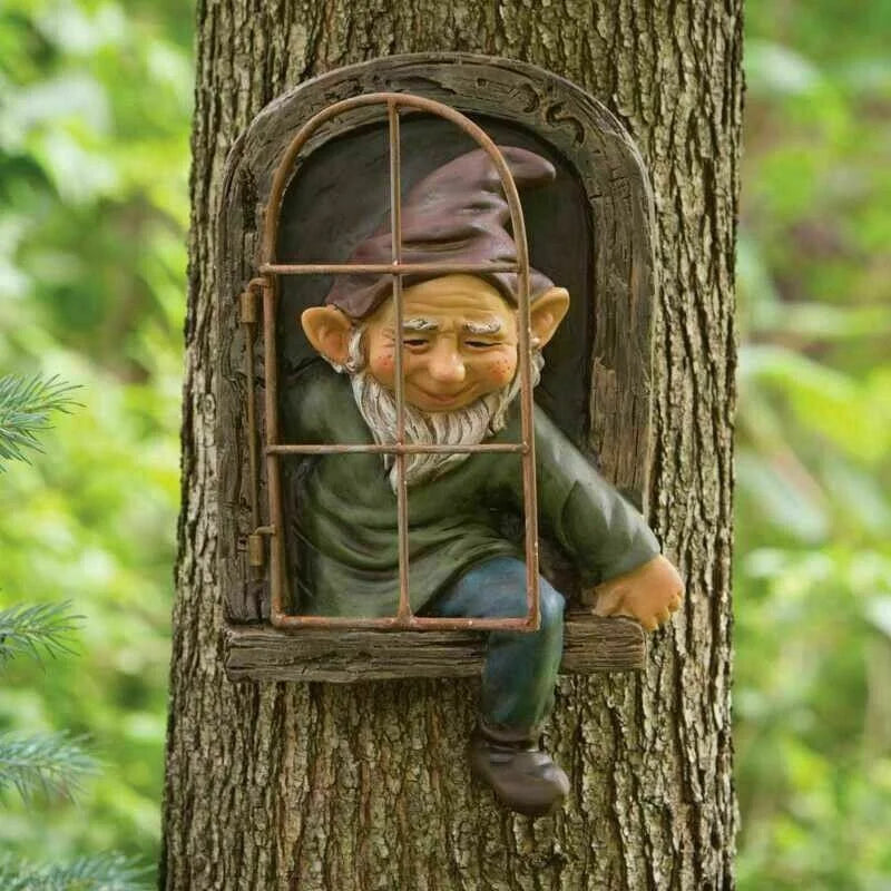 Gnome Garden Resin Statue Naughty Elf Window Hugger Fairy Tale Garden Decor Fall 2026 Gift Idea