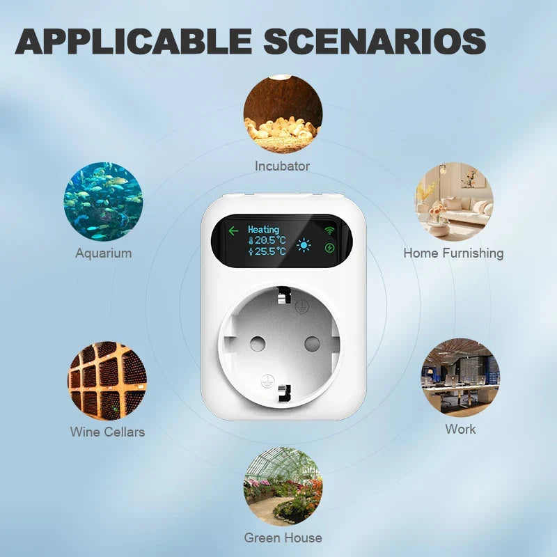 Smart Thermostat Socket With 3M NTC Sensor WiFi Outlet Plug Fall 2025 Smart Household Trend Remote Temperature Control