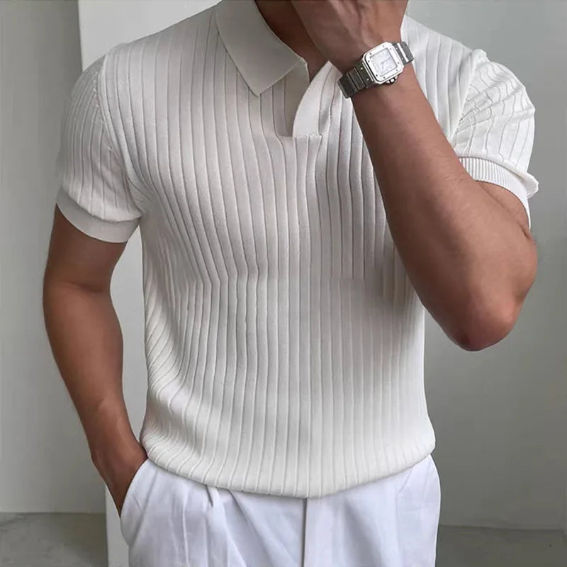 Fast-dry men's golf polo shirt - slim fit short sleeve, polyester, for sports and casual wear