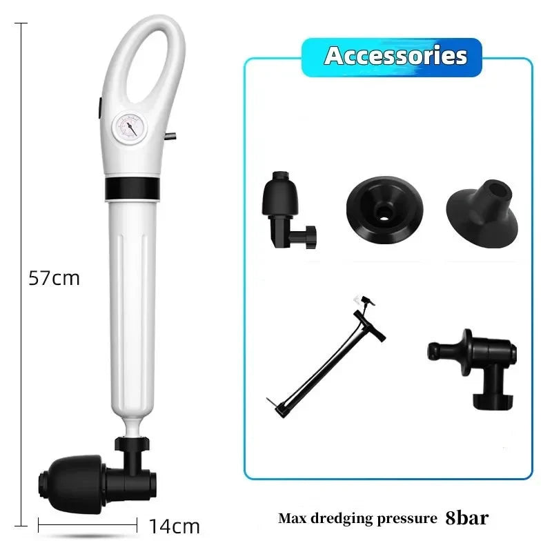 Drain Cleaner With Pressure Gauge - Pneumatic Toilet Plunger For Clogged Drains, Fall 2026 DIY Household Improvement