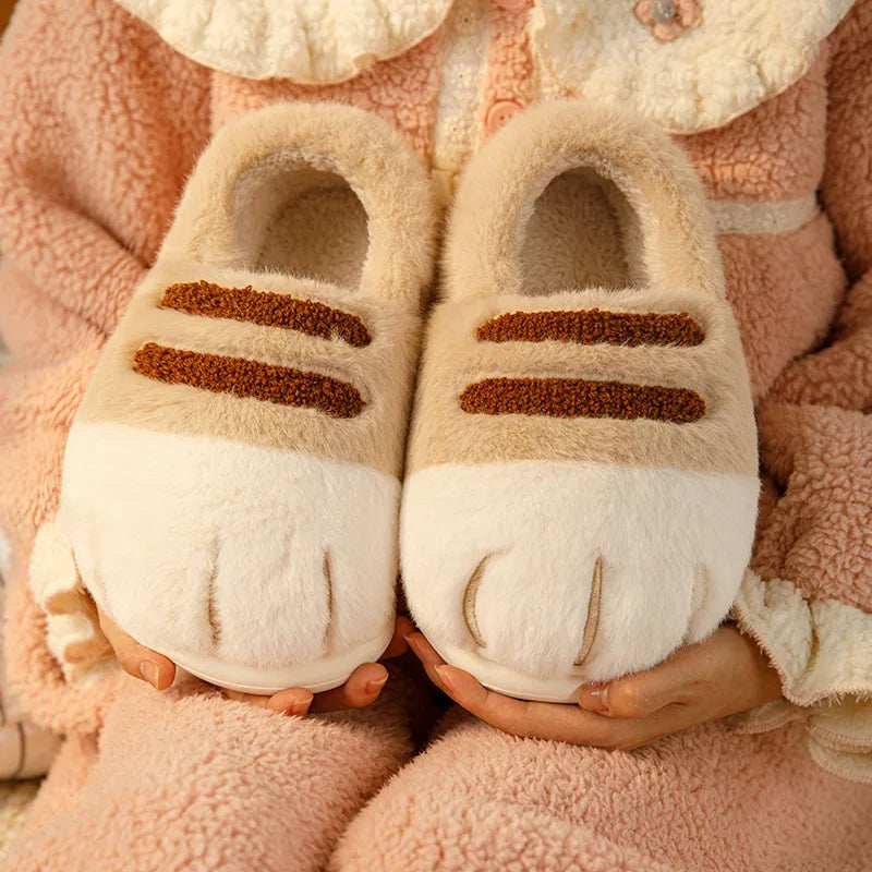 Plush Unisex Slippers For Kids - Cozy Cat Design, Plush Lining, Indoor Wear At Household