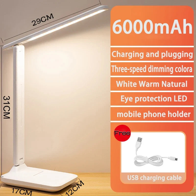 LED Desk Lamp Touch Dimmable Battery-Powered Eye Protection