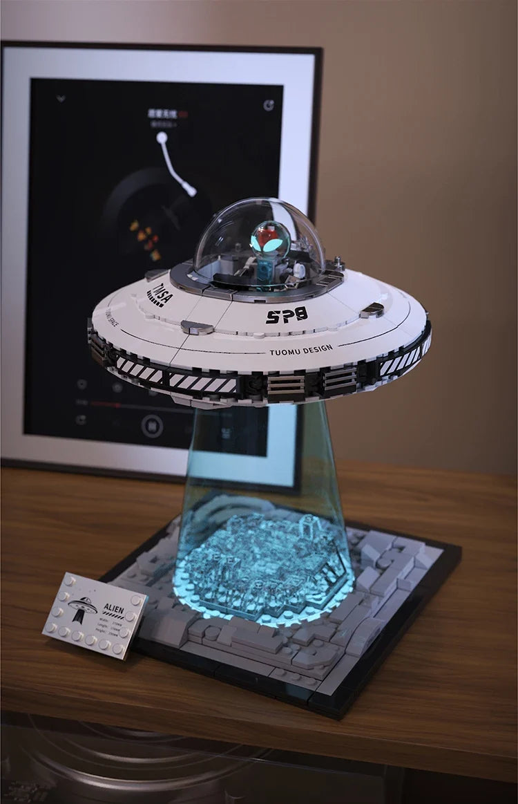 LED Light Up UFO Building Blocks Kit 700 Piece Interlocking STEM Toy Summer 2026 Gift Idea