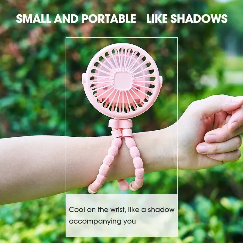 Travel-Friendly Oscillating Pram Fan Mini Hand-Held Baby Fan USB Operated Clip-on Flexible Tripod for Car Seat Use