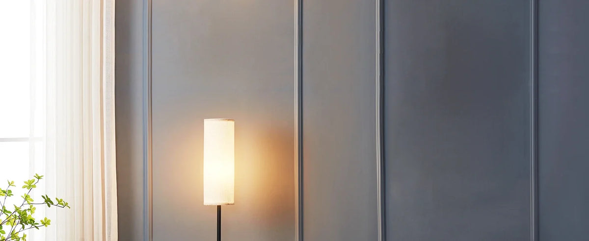 Japandi  Contemporary Floor Lamp With Fabric Shade Stepless Dimming