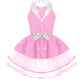 Light girls' leotard - sequined skirted tutu, polyester, for ballet and dance performances