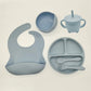 Baby Silicone Tableware Kit 8 Piece Suction Bowls Divided Plate Bib Spoon Fork Fall 2025 Self Feeding Aid