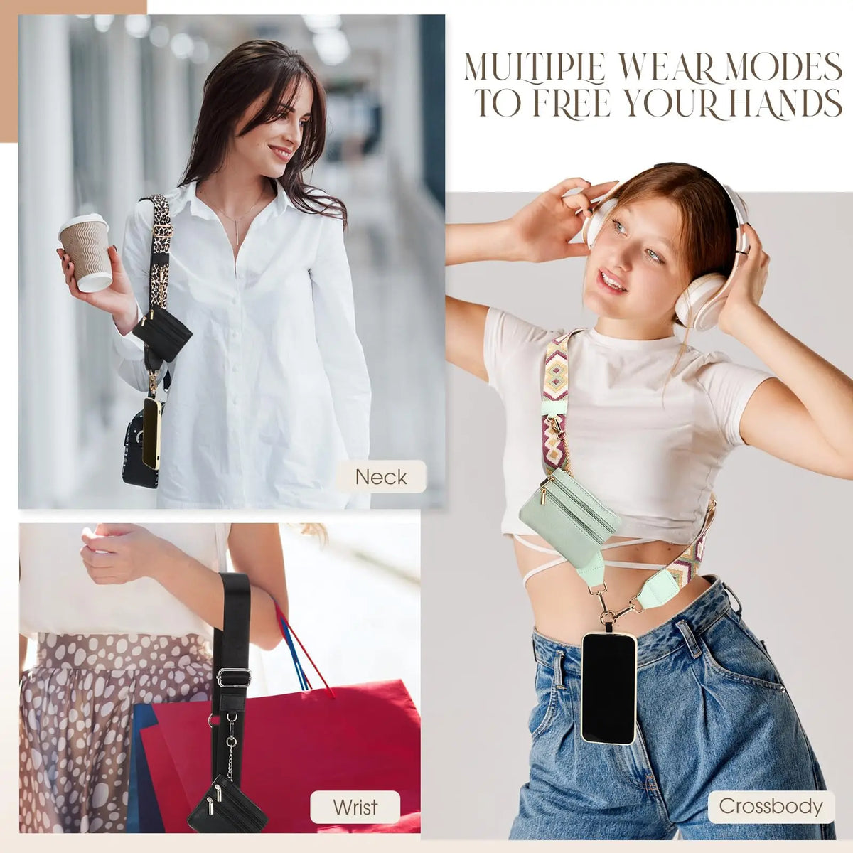 Flexible Wide Nylon Straps For Hands-Free Travel 2026 – Phone Lanyard With Zipper Pocket And Storage Bag