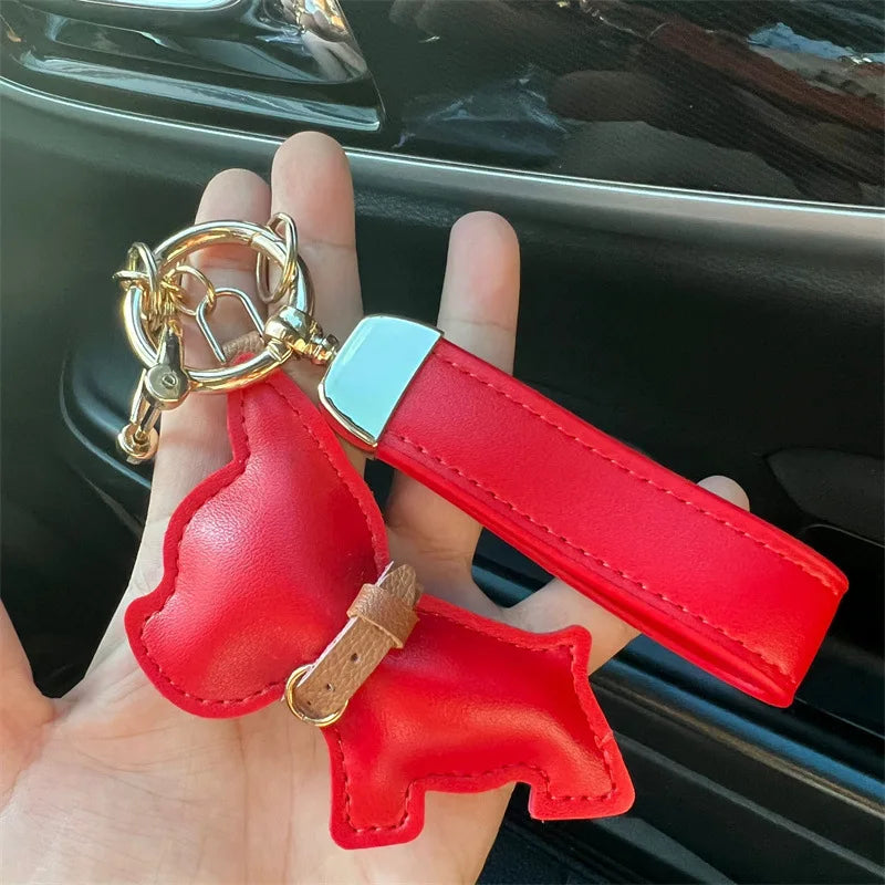 Dog Leather Keychain Car Charm Bag Hanging Accessory