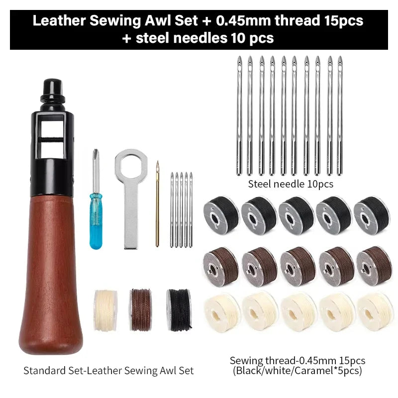 Top-Grade Hand Stitching Awl Tools Kit for DIY Leather Craft and Canvas Repair, Fall 2026 Gift – Leather Sewing Kit