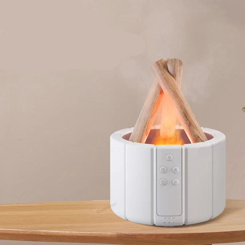 Flame Simulated Aroma Diffuser - Bonfire Air Humidifier, 280ml Ultrasonic Cool Mist Maker with LED Night Light