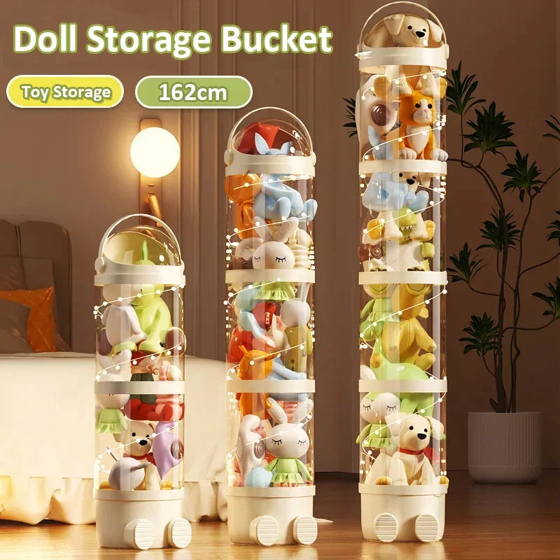 Toy2025 Edition Storage Tube Transparent Doll Organizer Kids Room Vertical Space Saving Visibility Gift Back To School