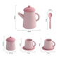 Miniature Tea Kit Plush Silicone Pretend Play Tableware Kids Toy Back To School 2025 Imaginative Play Gift