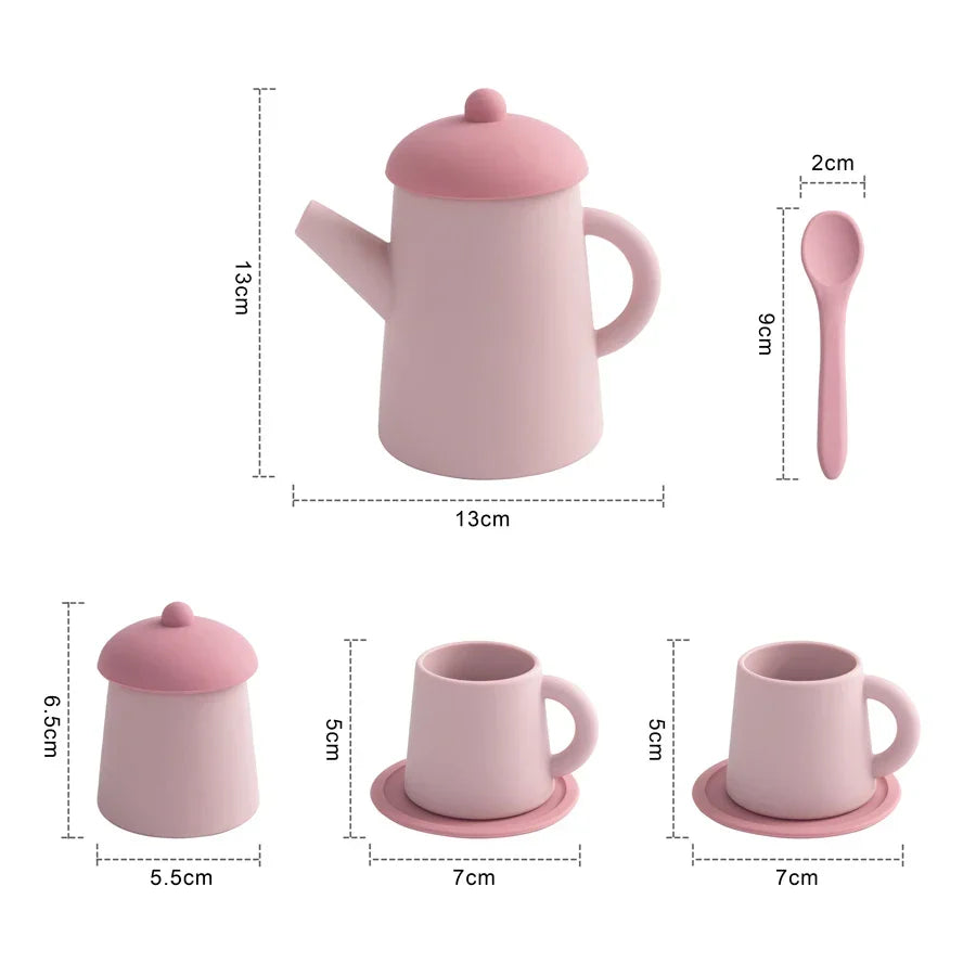 Miniature Tea Kit Plush Silicone Pretend Play Tableware Kids Toy Back To School 2025 Imaginative Play Gift