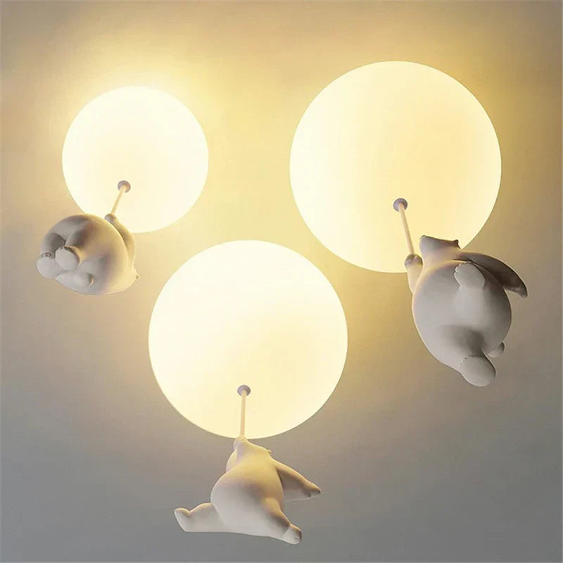 Ceiling LED Light Warm Cartoon Bear Design Kids Bedroom Ceiling Lamp Fall 2025 Cozy Nightlight Decor