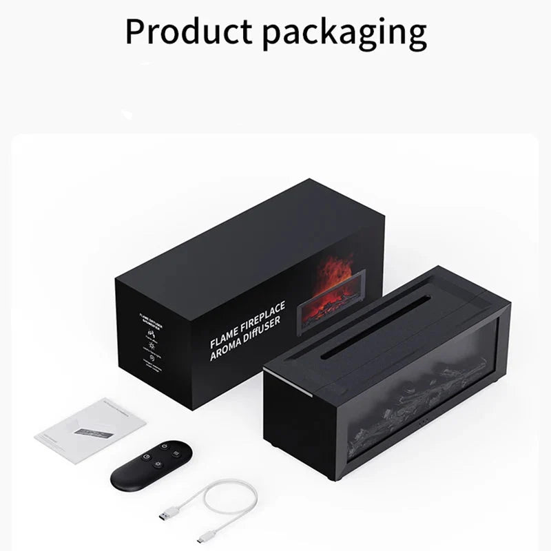 Creative Fireplace Air Humidifier Diffuser with LED Light Remote Control for Household Gift
