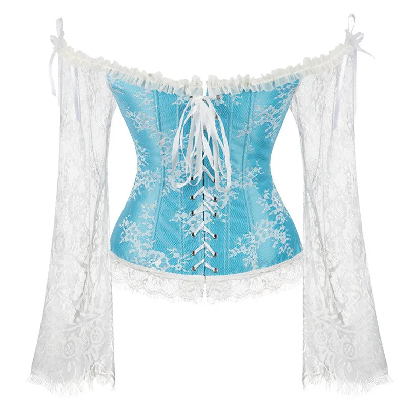 Women's Supportive Corset Top - Off Shoulder, Lace Satin