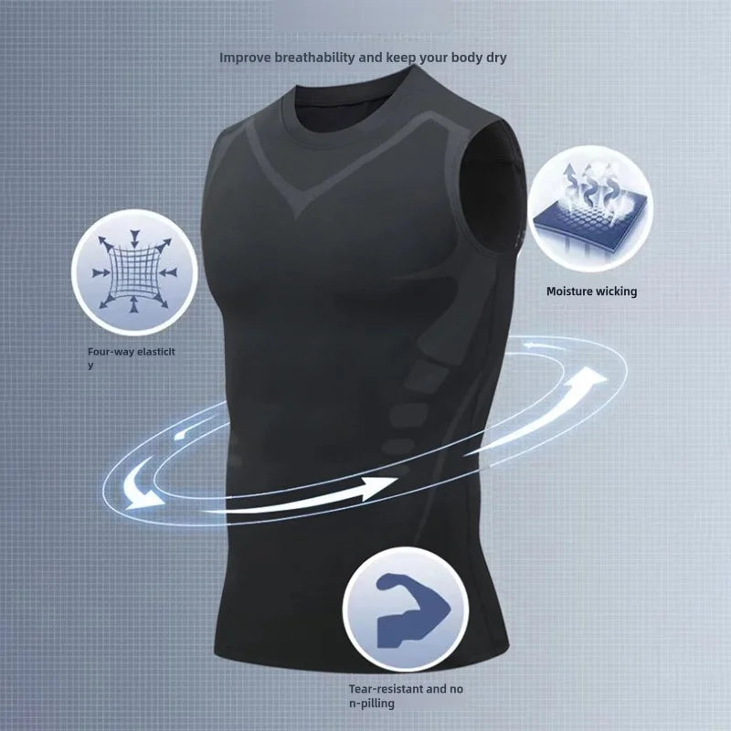 polyester, sleeveless, gym and bodybuilding vest – Fast-dry men's compression tank top