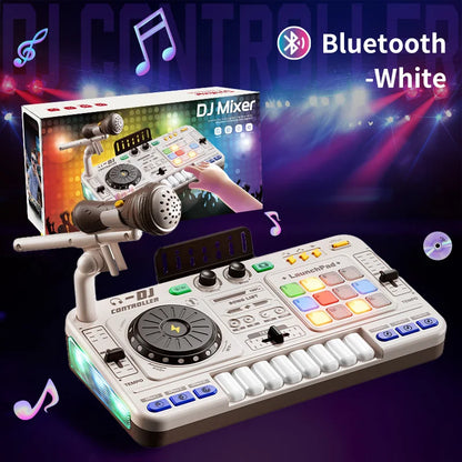 Kids2025 Edition DJ Mixer Toy With Microphone, Multifunctional Electronic Music Controller Educational Birthday Gift Fall