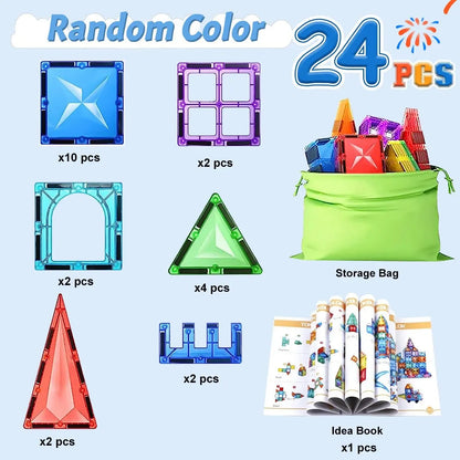 Magnetic Building Blocks Kit - DIY Educational Magnet Tiles for Kids, Montessori-Inspired Construction Toy, Great Gift for Creative Play