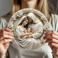 Wooden2025 Edition Nativity Scene Ornament Circular Wall Hanging 7.87in Handcrafted Mary Jesus Joseph Christmas Decor Gift