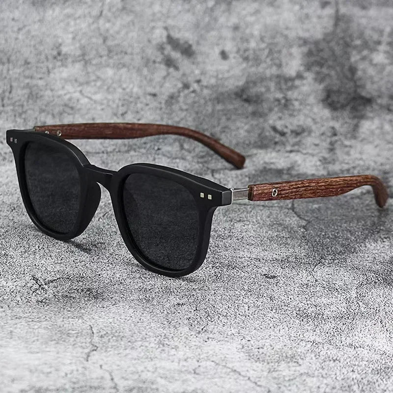 for Sunglasses Men Women Retro Wood Grain Polarized UV Protection Outdoor Shades
