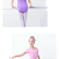 Plush girls' ballet leotard - short sleeve v-neck ruched, cotton knit, for dance practice and classic classes
