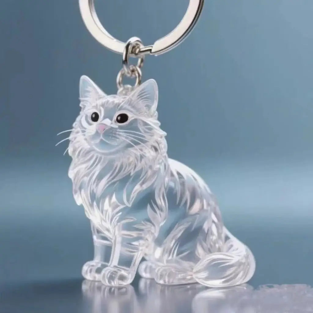 Hair Dog Keepsake Keychain Pendant Clear Resin Charm