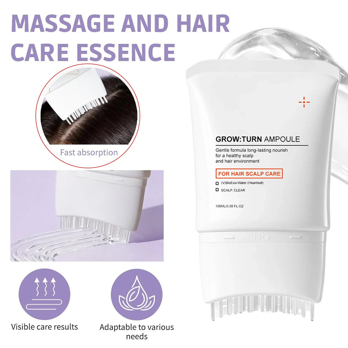 Hair Growth Treatment Minimizes Hair Loss Repair 2026 – Scalp Serum with Integrated Massager Brush 100ml