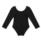 Plush girls' leotards - long sleeve solid color, polyester, for ballet and gymnastics training