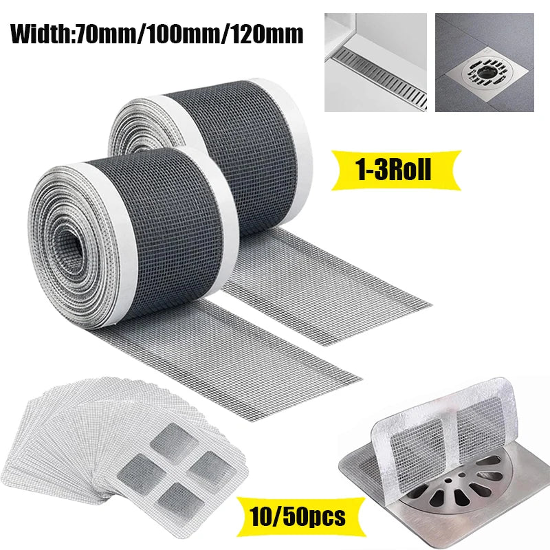 Drain Shower Hair Catcher Mesh Filter Self Adhesive Cuttable Roll Disposable Hair Filter For Bathroom And Kitchen Sink