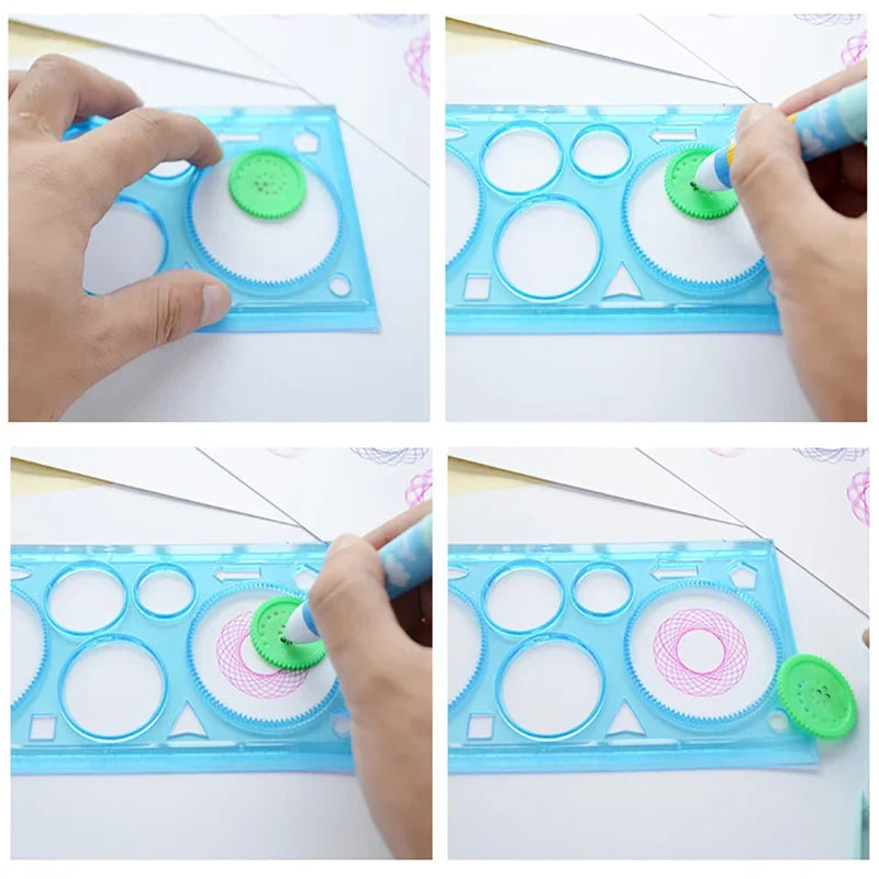 Creative Kids Geometry Spirograph Stencils Kit - 4 Flower Drawing Templates, Educational Art Tools for School Supplies in Vibrant Colors