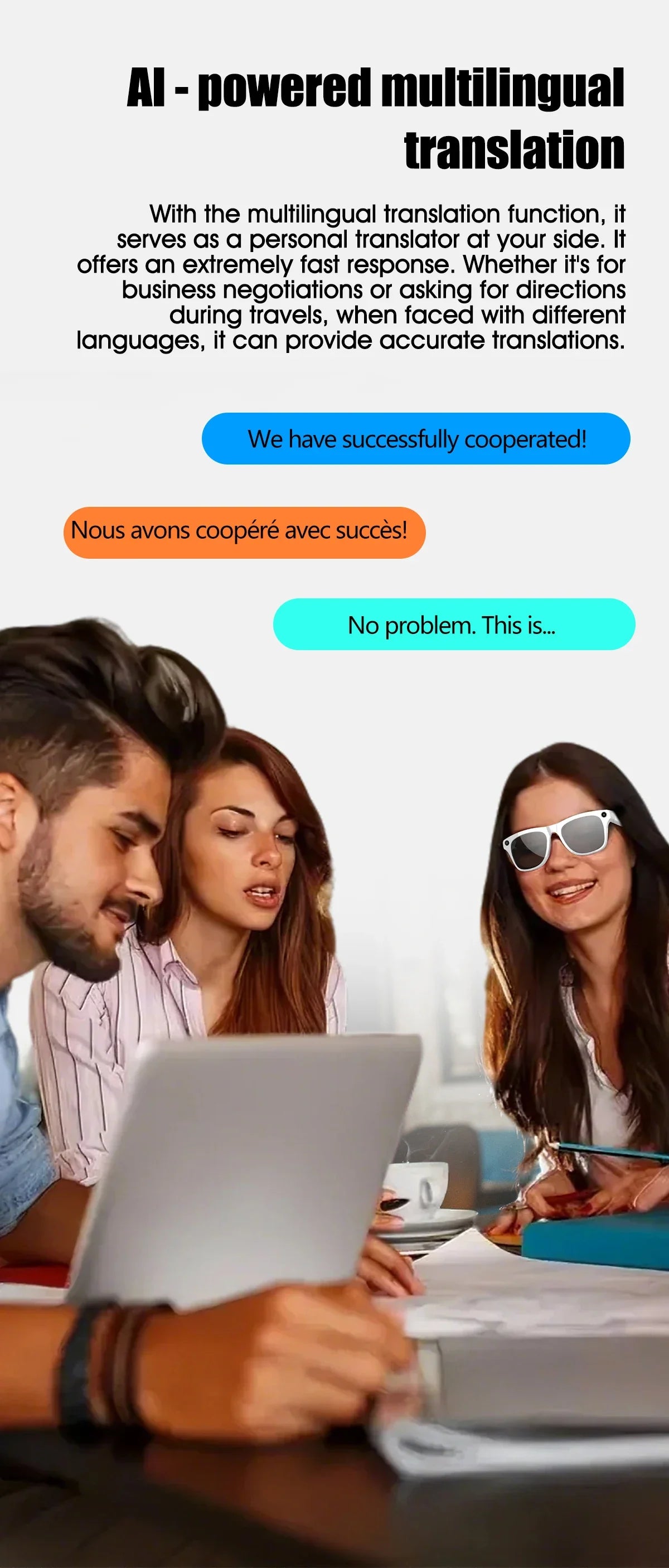 AI Smart Camera Glasses Bluetooth Call Voice Assistant