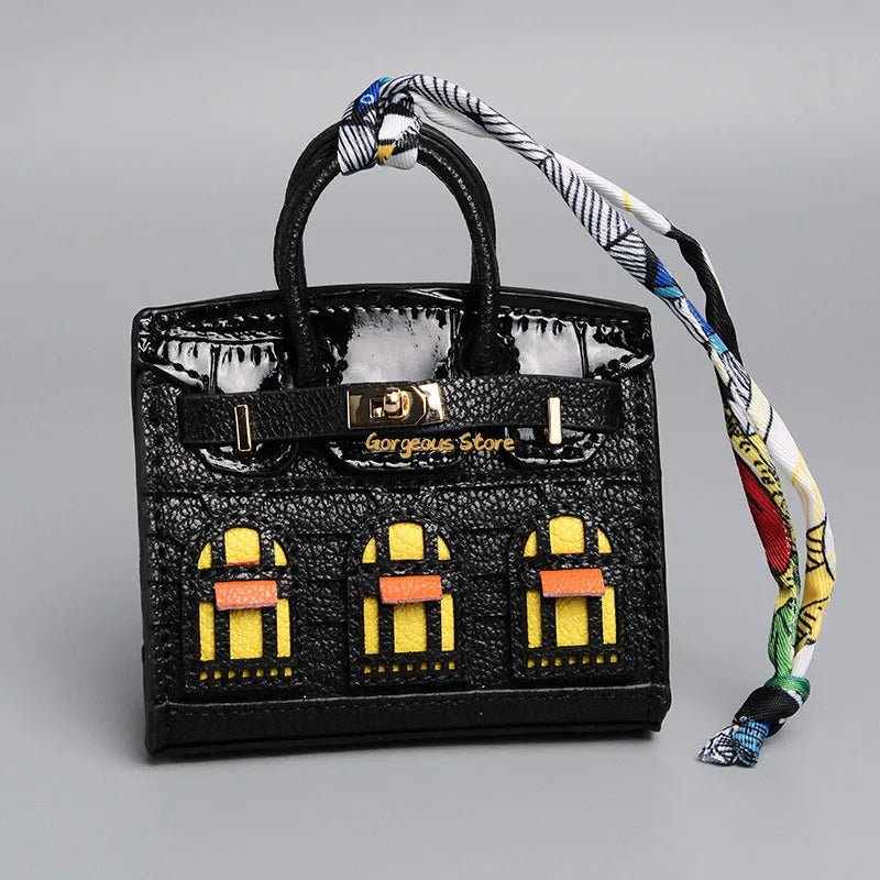 Inspired Birkin Mini Hand Bag - Platinum Bag Charm