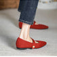 Women Stretchy Mary Jane Flats - Ribbed Knit For Spring