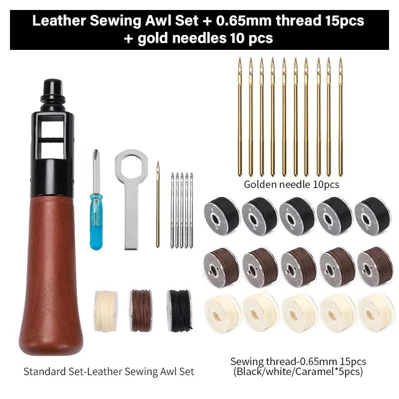 Top-Grade Hand Stitching Awl Tools Kit for DIY Leather Craft and Canvas Repair, Fall 2026 Gift – Leather Sewing Kit