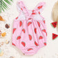 Halter-Neck Watermelon-Print, Polyester, For Summer Beach Days – Plush Sturdy Baby Girls’ Swimsuit