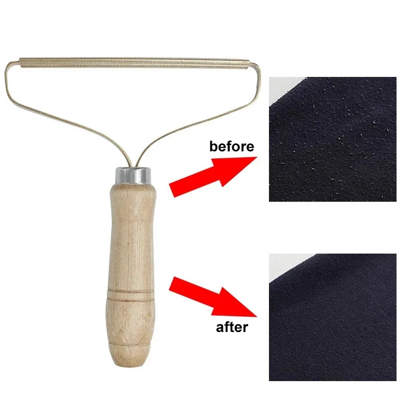 Wooden Brush Travel-Friendly Lint Remover Pet Hair Cleaning Device