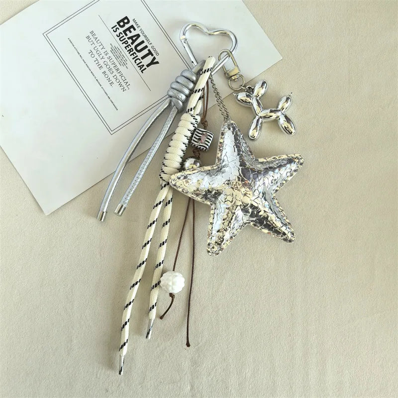 Leather Y2K Star Keychain Dachshund Bag Charm Anti Lost