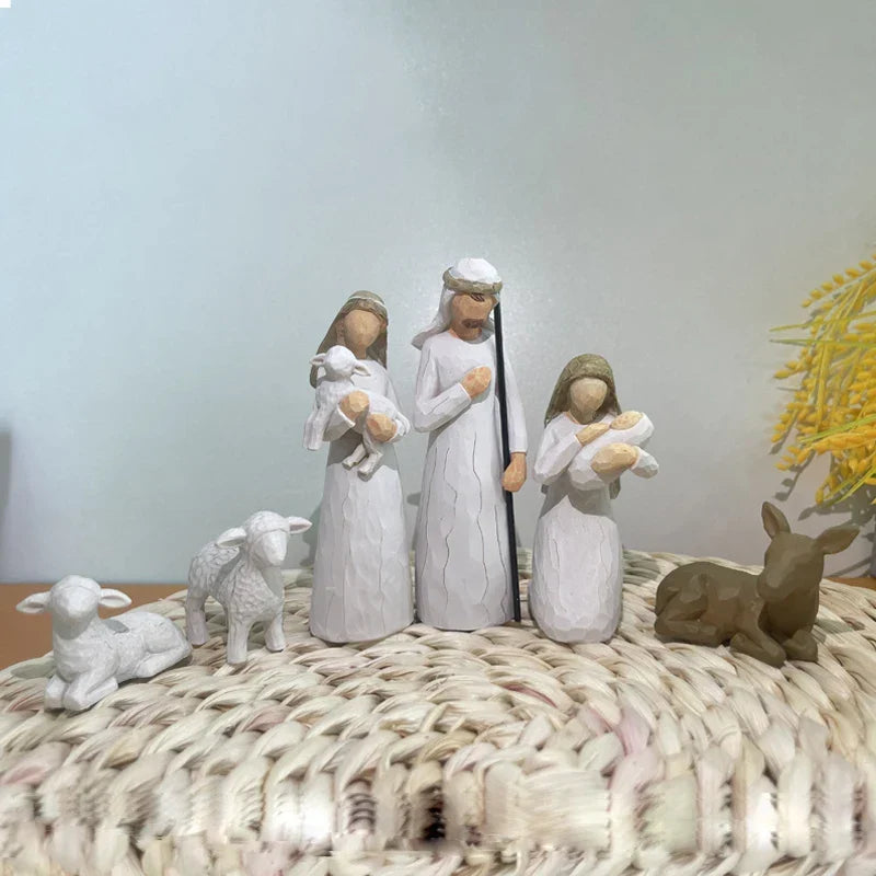 Nativity Figurine Kit - Hand-Painted Resin Nativity Scene, Christmas Decor 2025 Gift Idea