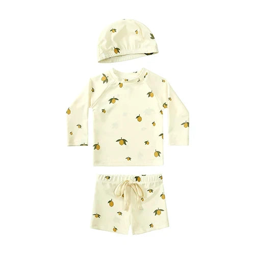 Long-Sleeve Rash Guard Top, Shorts, Polyester, Summer Beachwear – Fast-dry Unisex Baby Swimwear 2-Piece Kit