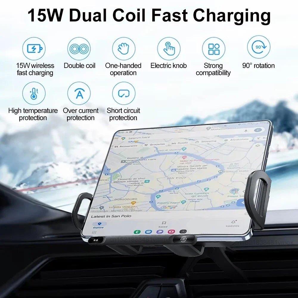Wireless2026 Edition Car Charger Dual Coil Fold Screen Mount Fast Charge For Foldable Phones Air Vent Car Holder Fall