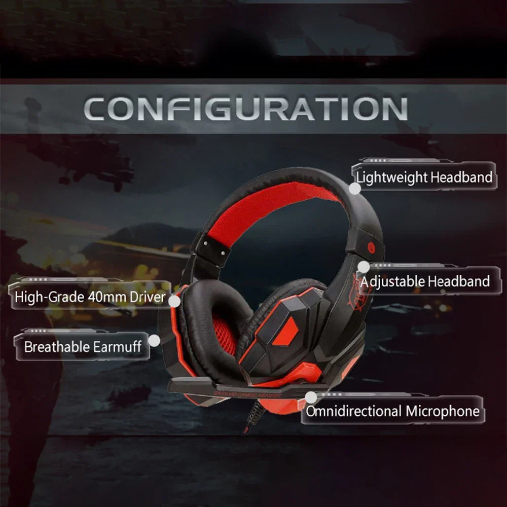 Gaming Headset Wired Noise Cancelling Microphone Flexible