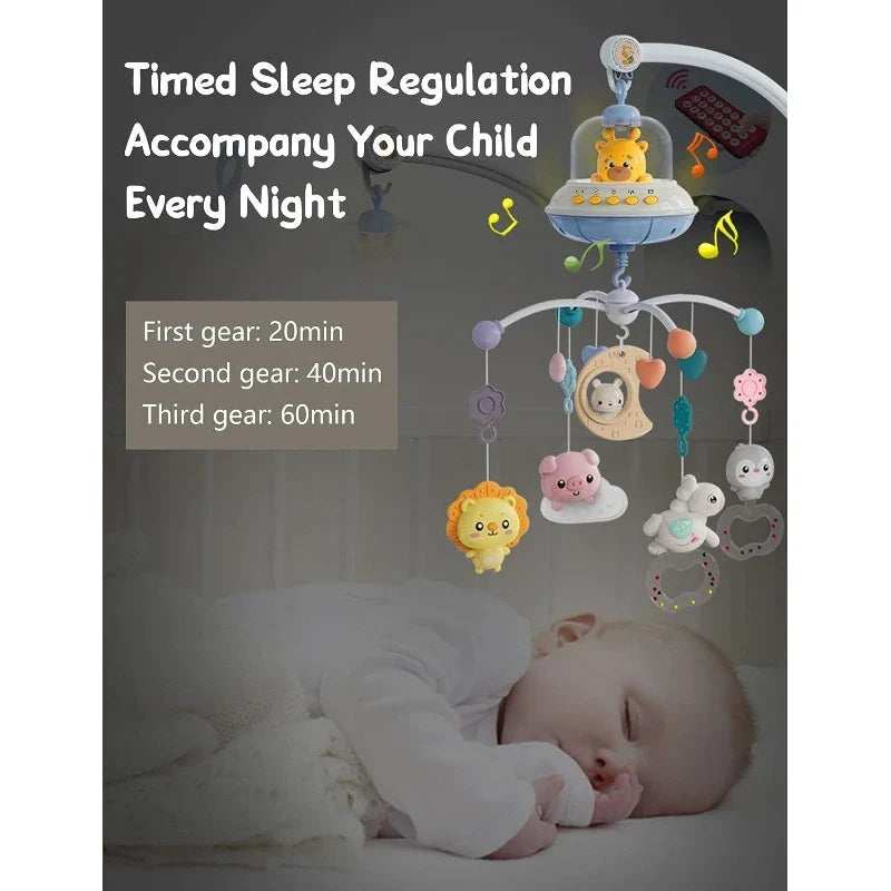 Mobile Crib Remote Music Light Newborn Sensory Toys
